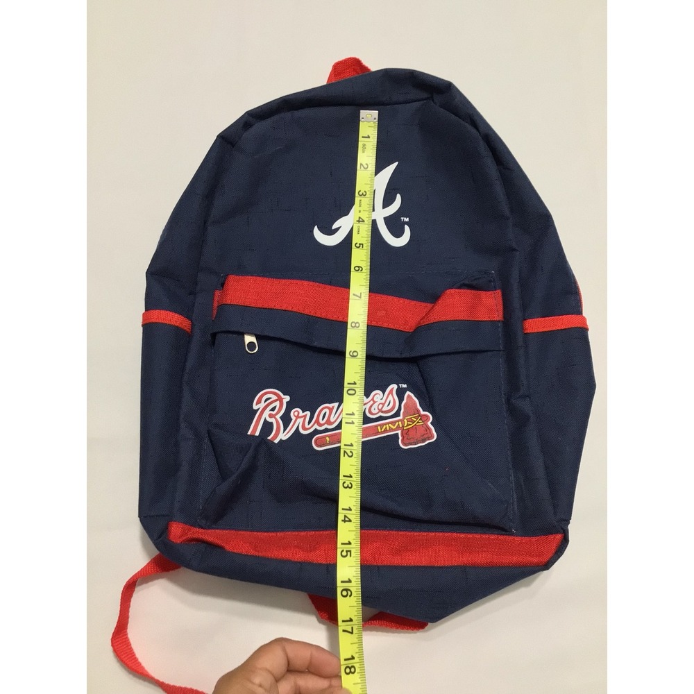 Atlanta Braves MLB Navy Blue Red Canvas Backpack School Travel Bag Tomahawk Logo - Picture 8 of 8